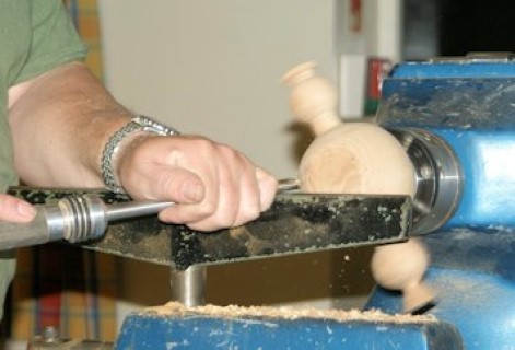 Steve hollowing his two handled drinking vessel